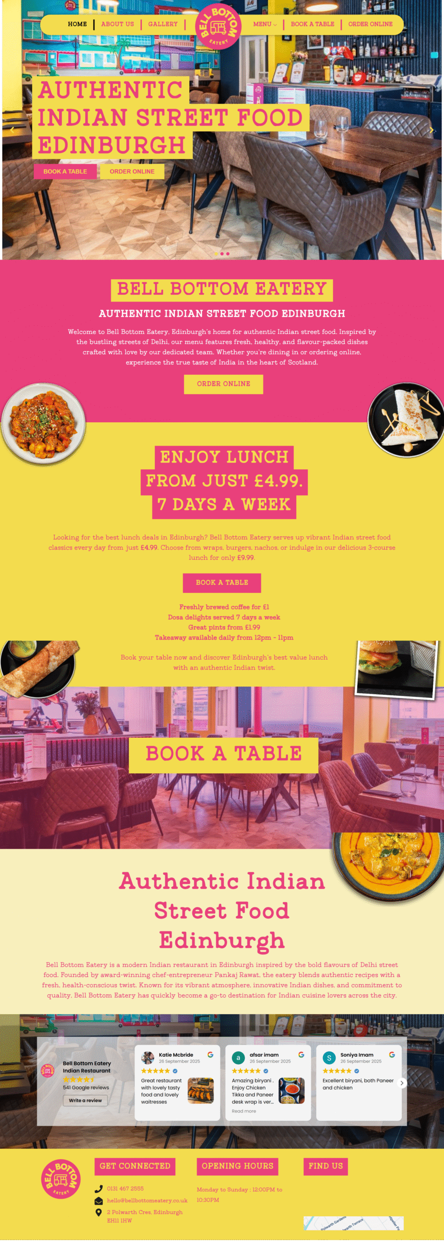 Bell Bottom Eatery website screenshot