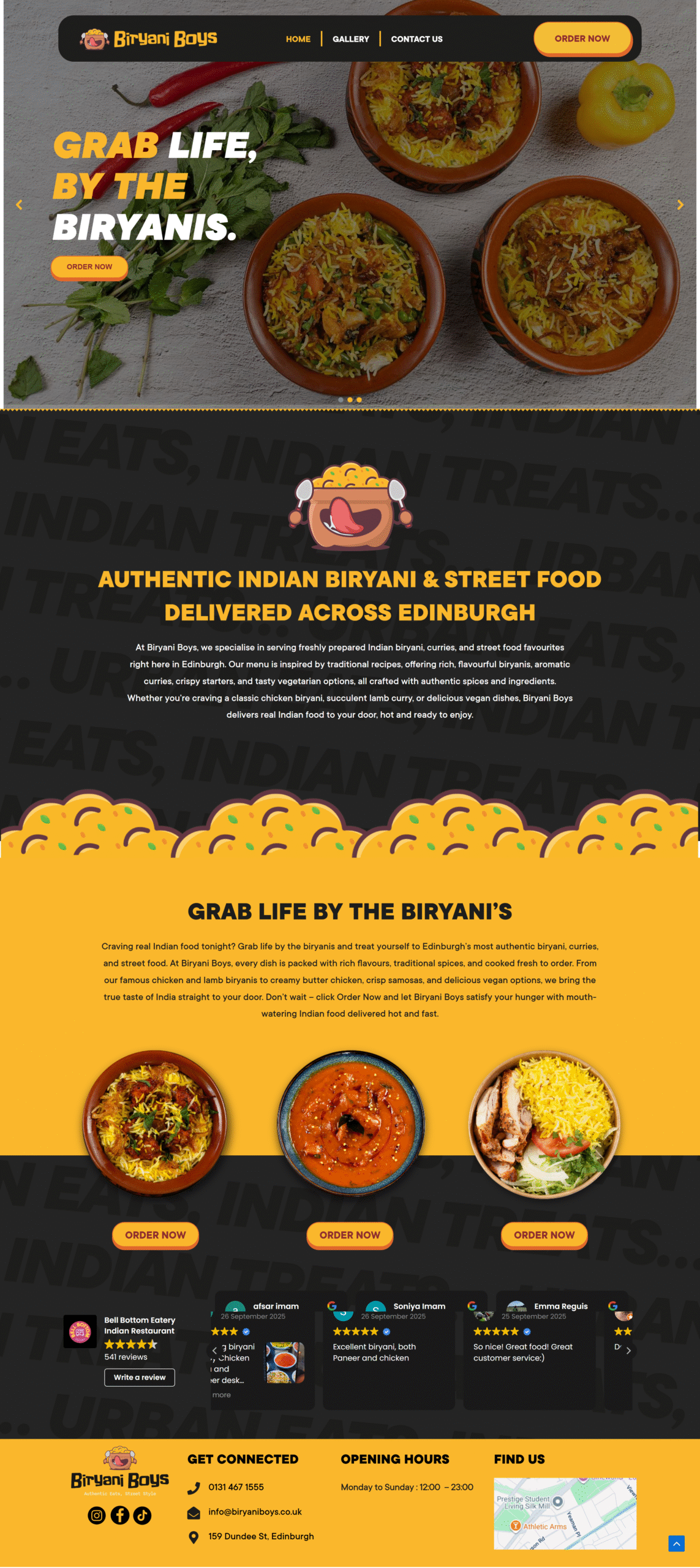 Biryani Boys website screenshot